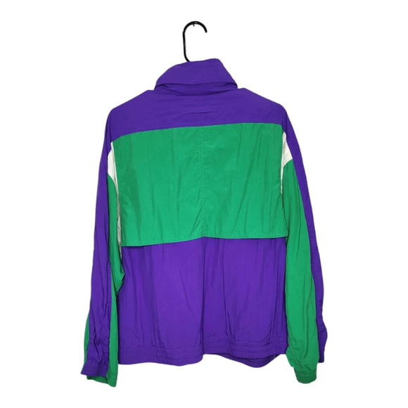 Vtge Retro Liz Sport Colorblock Green Purple Windbreaker Jacket  Size L - Picture 2 of 13